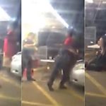 Quelques séquences de la video montrant les deux policiers américains maitrisant Alton Sterling en tee-shirt rouge