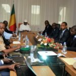 Conseil de sécurité autour du président malien Ibrahim Boubacar Keita, le 19 juillet 2016 à Bamako, après l&rsquo;attaque du camp de Nampala | AFP | HABIBOU KOUYATE