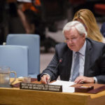 Le chef de l’humanitaire de l’ONU, Stephen O’Brien, devant le Conseil de sécurité. Photo ONU/Manuel Elias