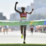 La Kényane Jemima Jelagat Sumgong, victorieuse du marathon des JO, le 14 août 2016 à Rio | AFP | Fabrice COFFRINI